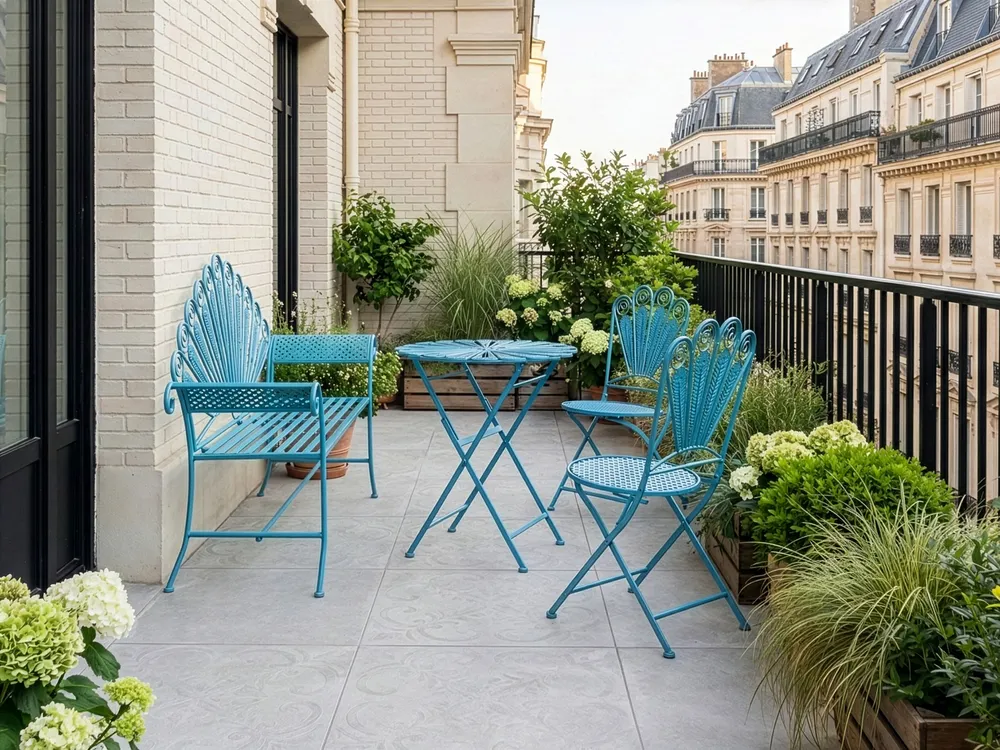 Outdoor Bistrotisch PAVIA 71 cm 71 cm Metall Blau_1054314