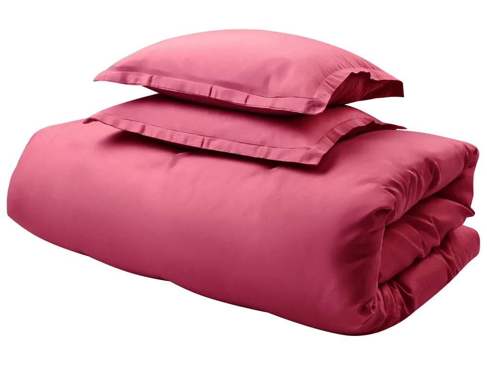 Duvet Cover Set PARKROSE 200 x 200 cm Sateen Cotton Burgundy_1059958