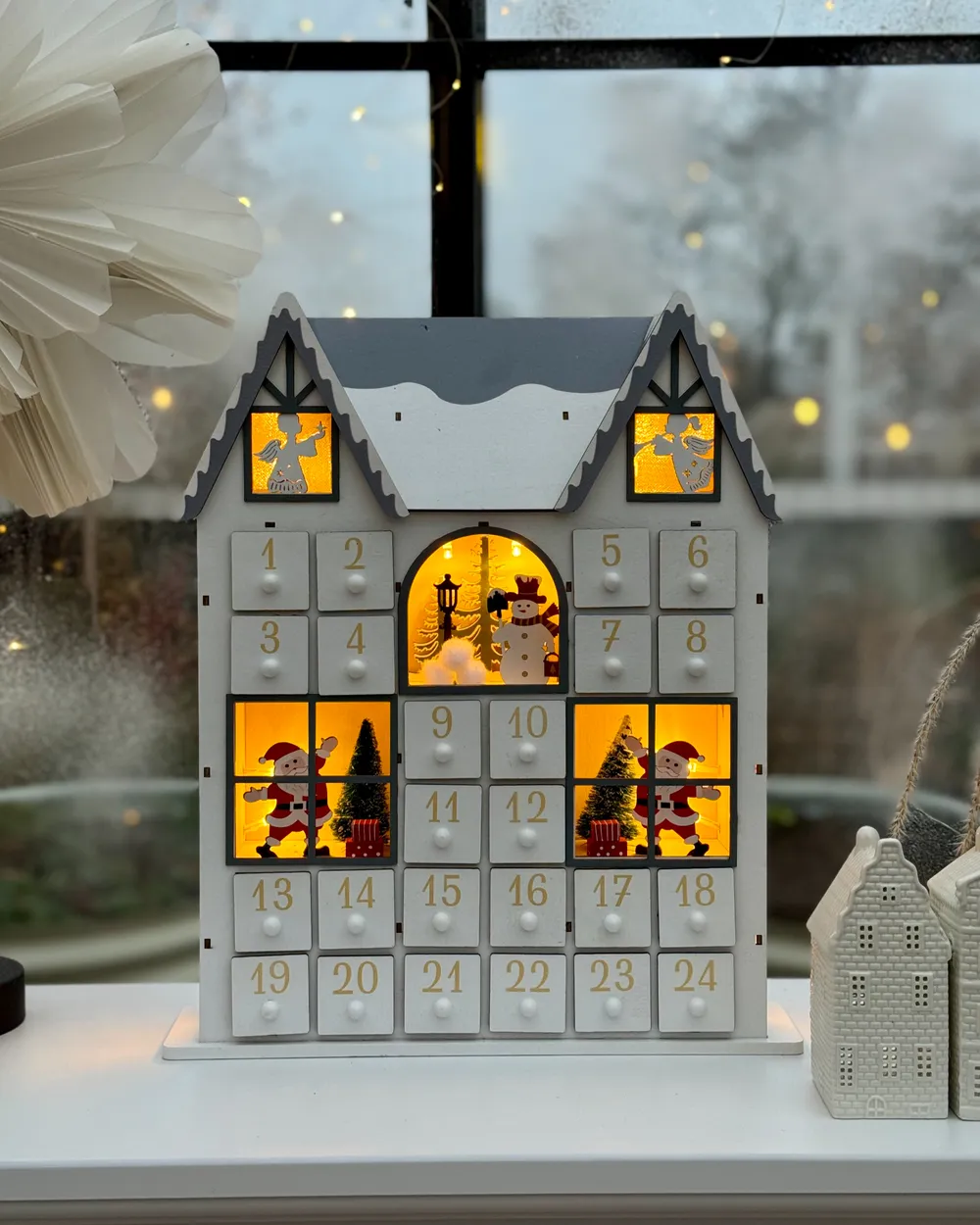 Christmas Decoration LED FEMUND 40 cm Advent Calendar White_1033769
