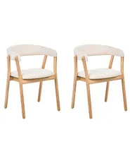 Esszimmerstuhl 2er Set MYLO Stoff Hellbraun / Cremeweiß_1068339