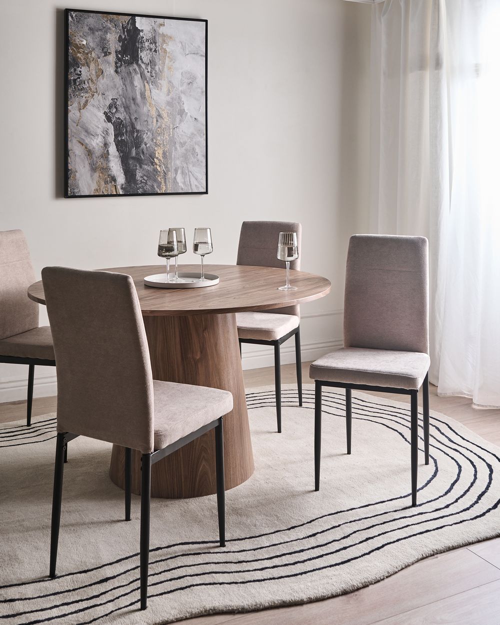Set of 4 Dining Chairs RINER Fabric Taupe