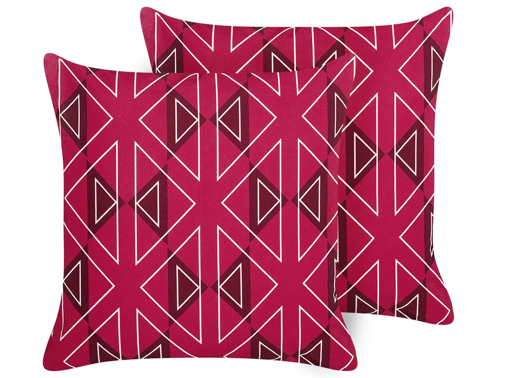 Gartenkissen 2er Set MEZZANO Geometrisches Muster 45 x 45 cm Rosa
