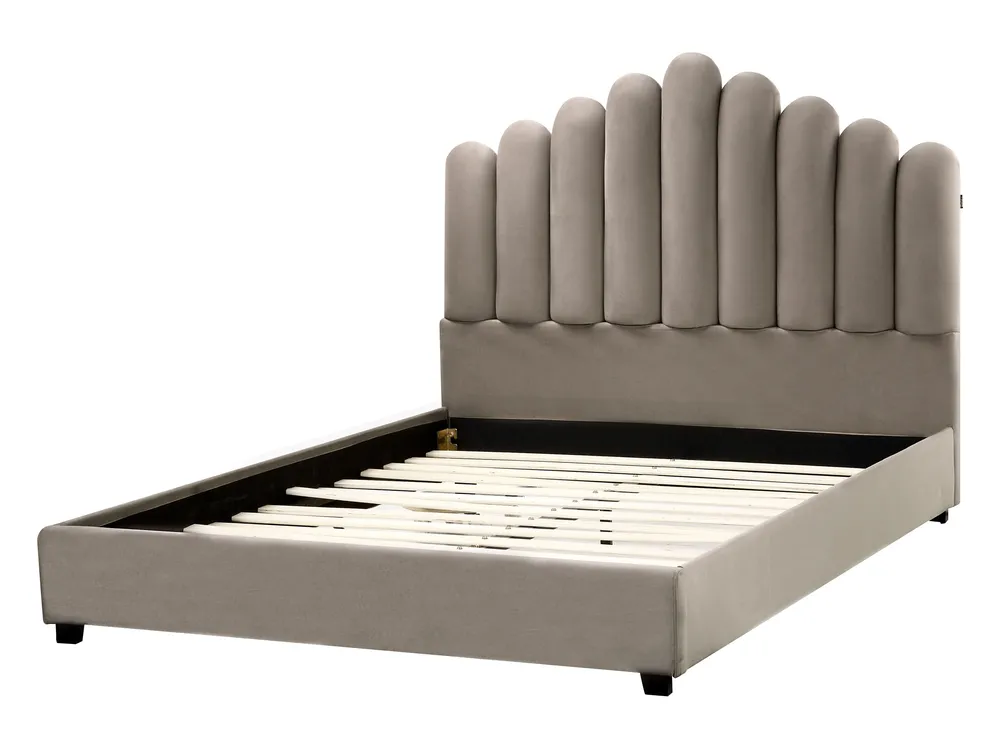 Bett mit Lattenrost Samtstoff VINCENNES 140 x 200 cm Taupe_974735