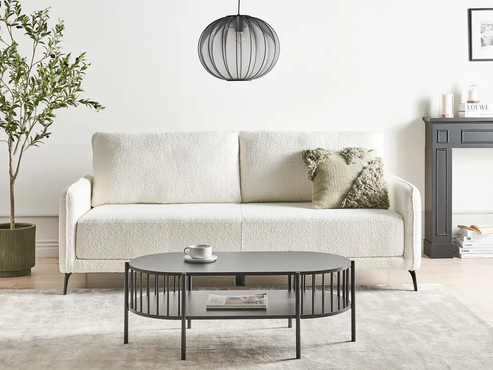 Schlafsofa 3-Sitzer HEMING Bouclé Cremeweiß