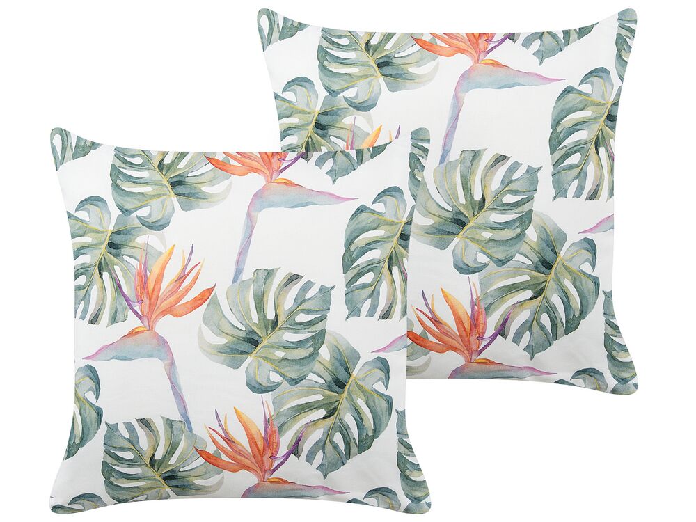 Set of 2 Outdoor Cushions TORRAZZO Plant Pattern 45 x 45 cm Multicolour