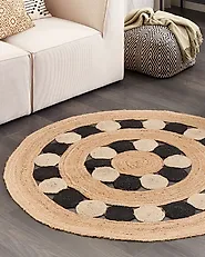 Rug HOVIT Black ø 140 cm Jute_1187590