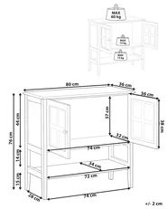 Sideboard mit Glastüren mit Ablage INLET 80 cm Weiß_968080