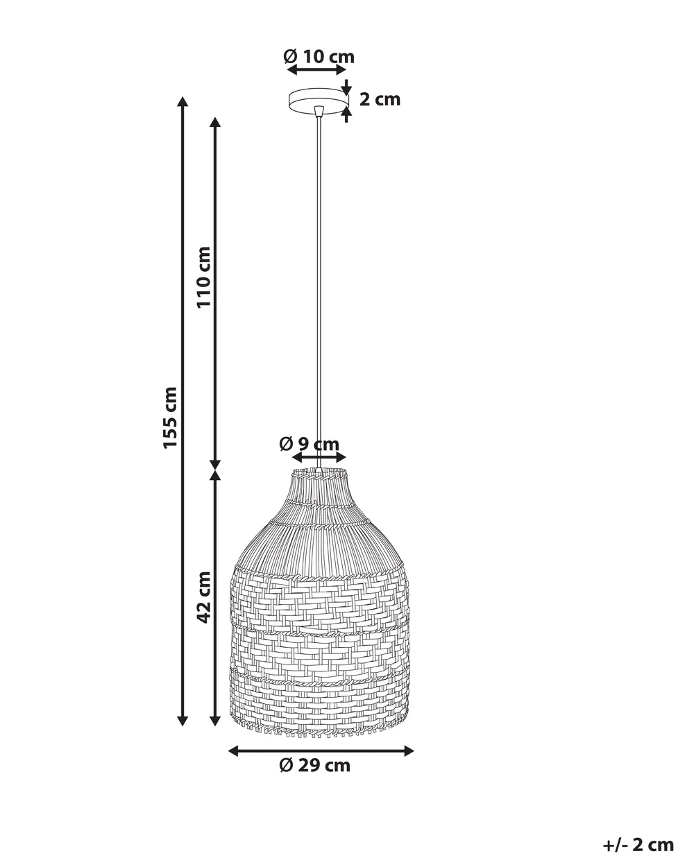 Pendant Lamp TURABO Rattan Black/ White_995732