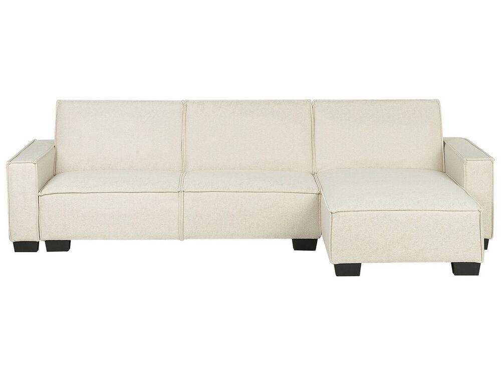 Corner Sofa Bed ROMEDAL Fabric Beige Left Hand