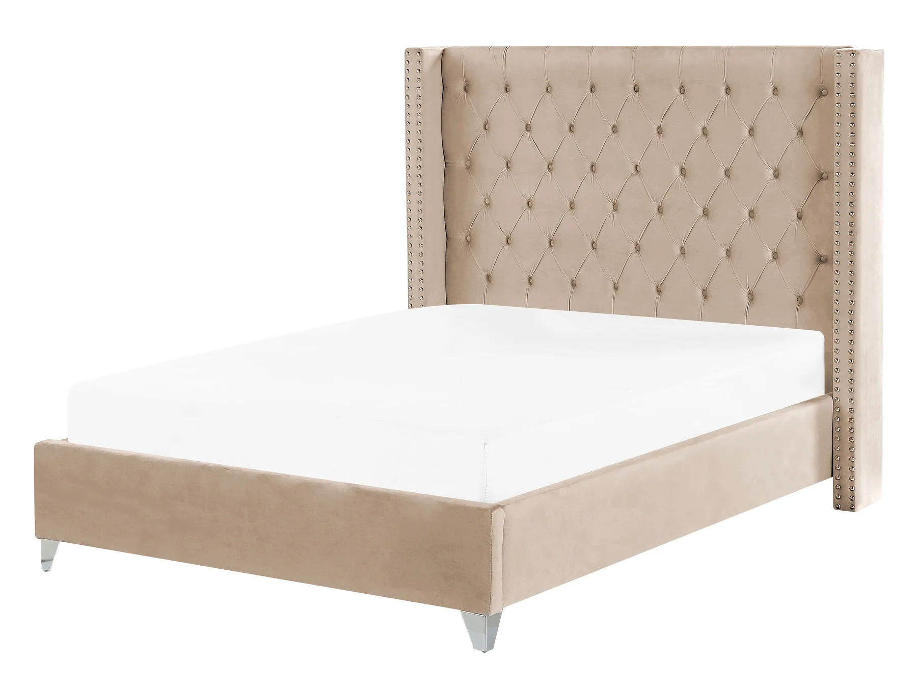 Bed Velvet LUBBON 140 x 200 cm (EU Double) Beige_899017