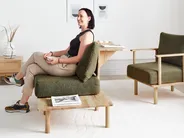 Sofa 2-Sitzer SALO mit Tischen Bouclé Dunkelgrün_932537
