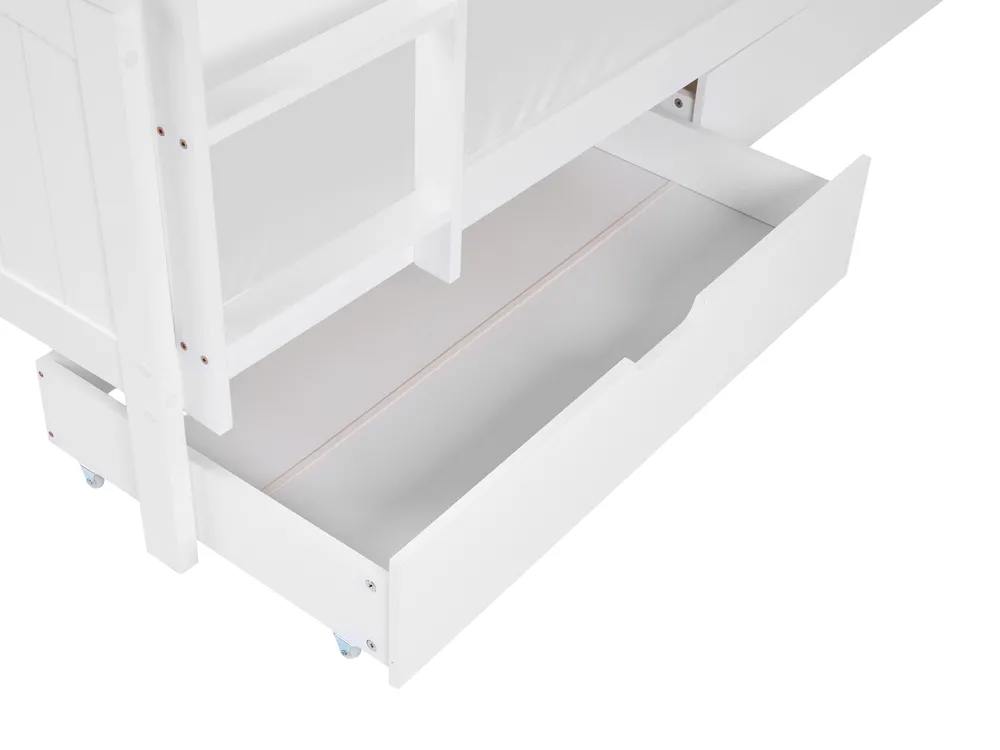Bunk Bed with Drawers ALBON Pine Wood White 90 x 200 cm (EU Single)_797243