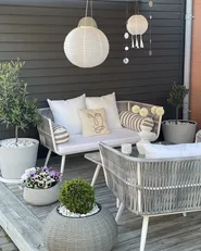 Lounge Set mit Tisch 4-Sitzer RAGUSA Polyrattan Cremeweiß_824859