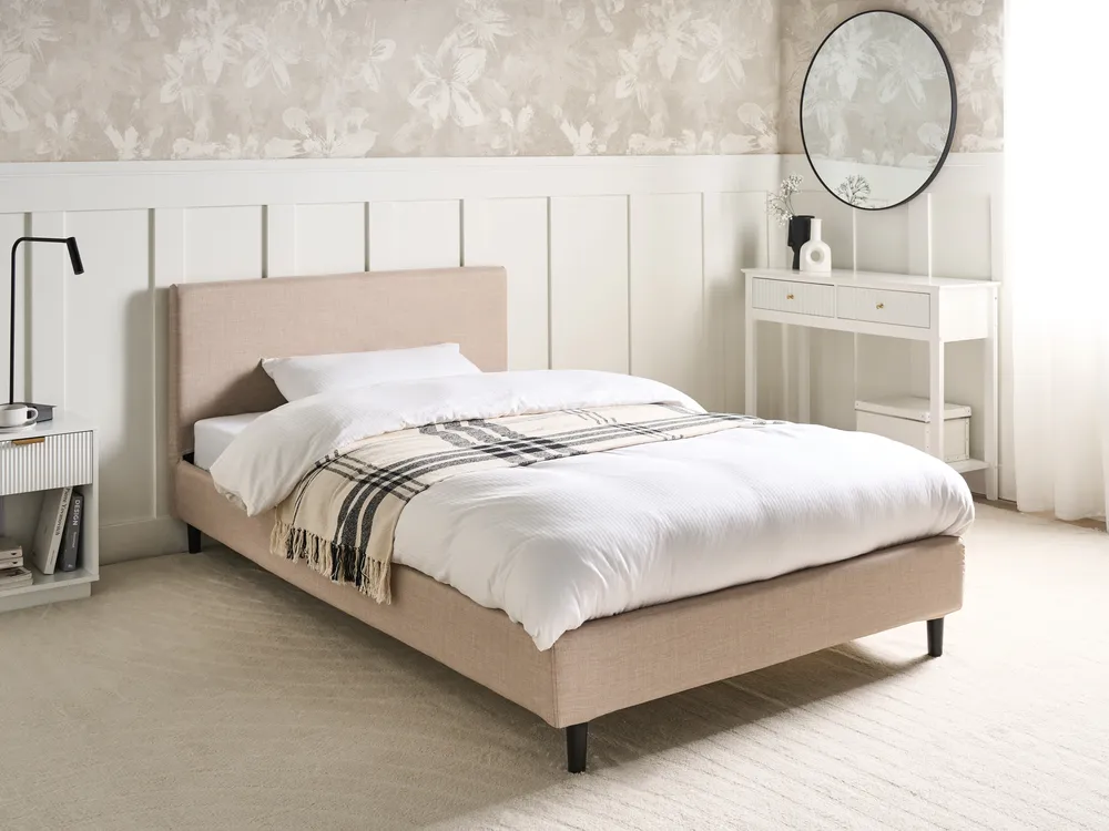 Bett mit Lattenrost Stoff FITOU 120 x 200 cm Beige