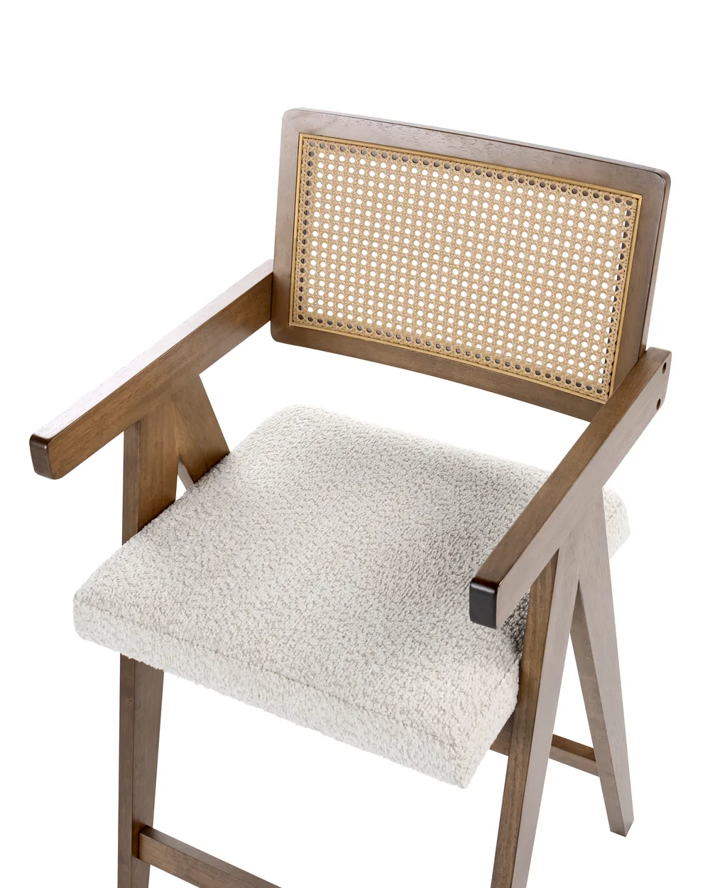 Set of 2 Bar Chairs AVA Wood Brown/ Light Beige_1060609