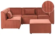 Modul Ecksofa 4-Sitzer LEMVIG mit Ottomane Cord Goldbraun rechtsseitig_1055028