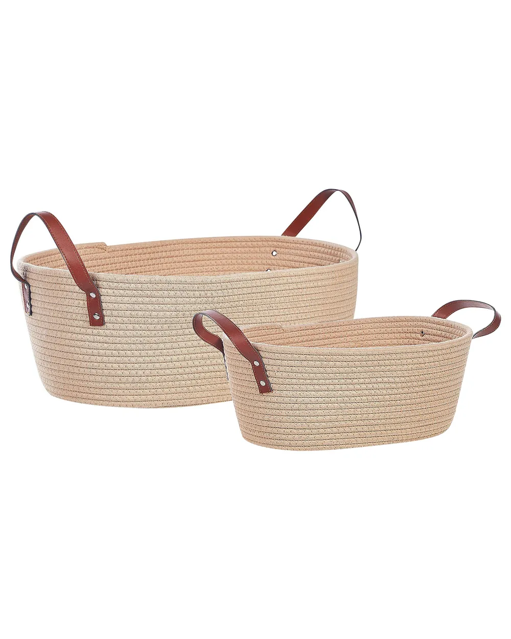 Aufbewahrungskorb 2er Set GISSAR Baumwolle Hellbeige
