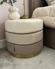 Pouf LOUIN Samtstoff Beige_982493