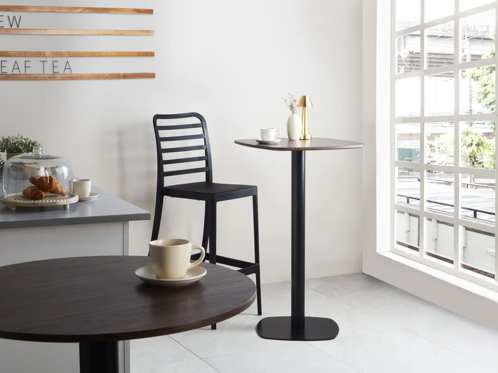 Stehtisch MORELLA Schwarz / Dunkelbraun 60 cm 60 cm
