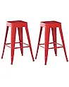 Set mit 2 Barhockern CABRILLO Metall Rot