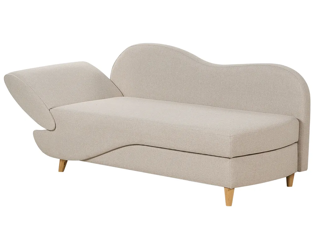 Linksseitige Chaiselongue MERI mit Stauraum Kunstleinen Beige_881250