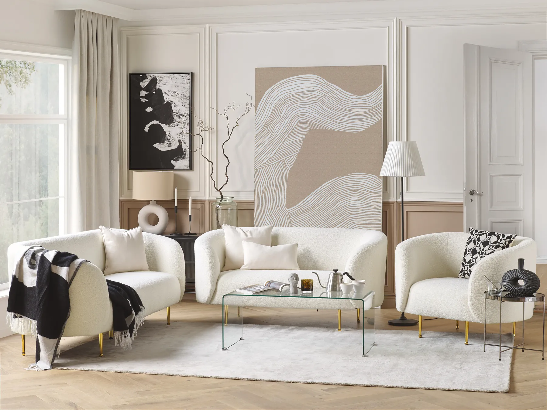 Sofa Set 6-Sitzer LOEN Bouclé Weiß_831504