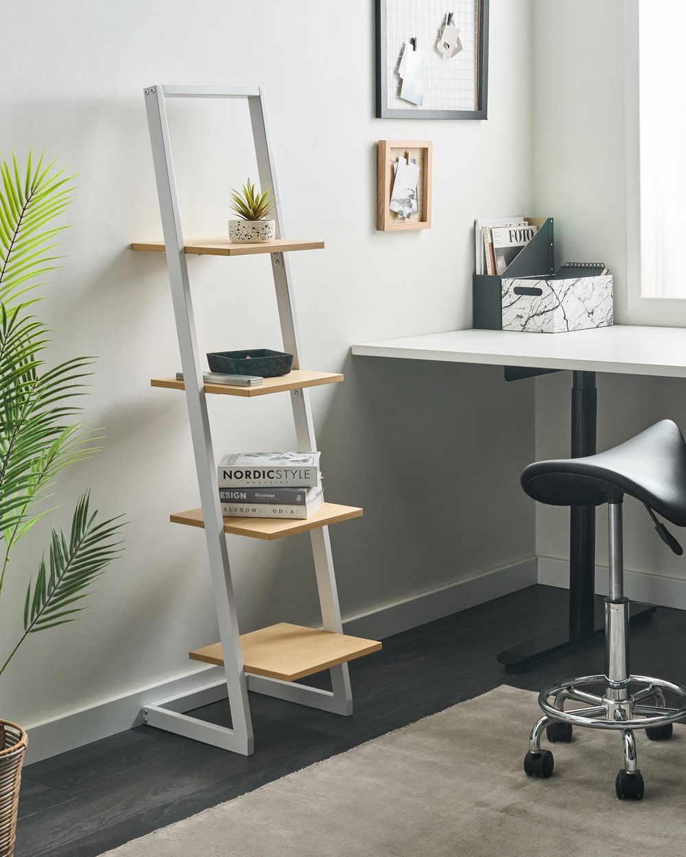 4 Tier Shelving Unit JOPLIN 143 cm White