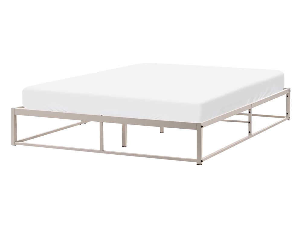 Postelja brez vzglavja Kovina VIRY 140 x 200 cm Svetlo bež