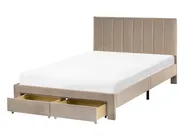 Bed with Storage Drawers LONZAC Velvet Taupe 120 x 200 cm (EU Small Double)_1014812