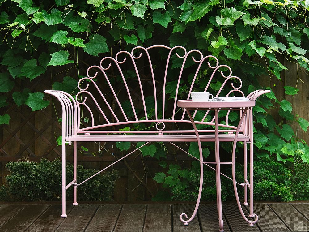 Outdoor Beistelltisch CAVINIA 40 cm 40 cm Metall Rosa