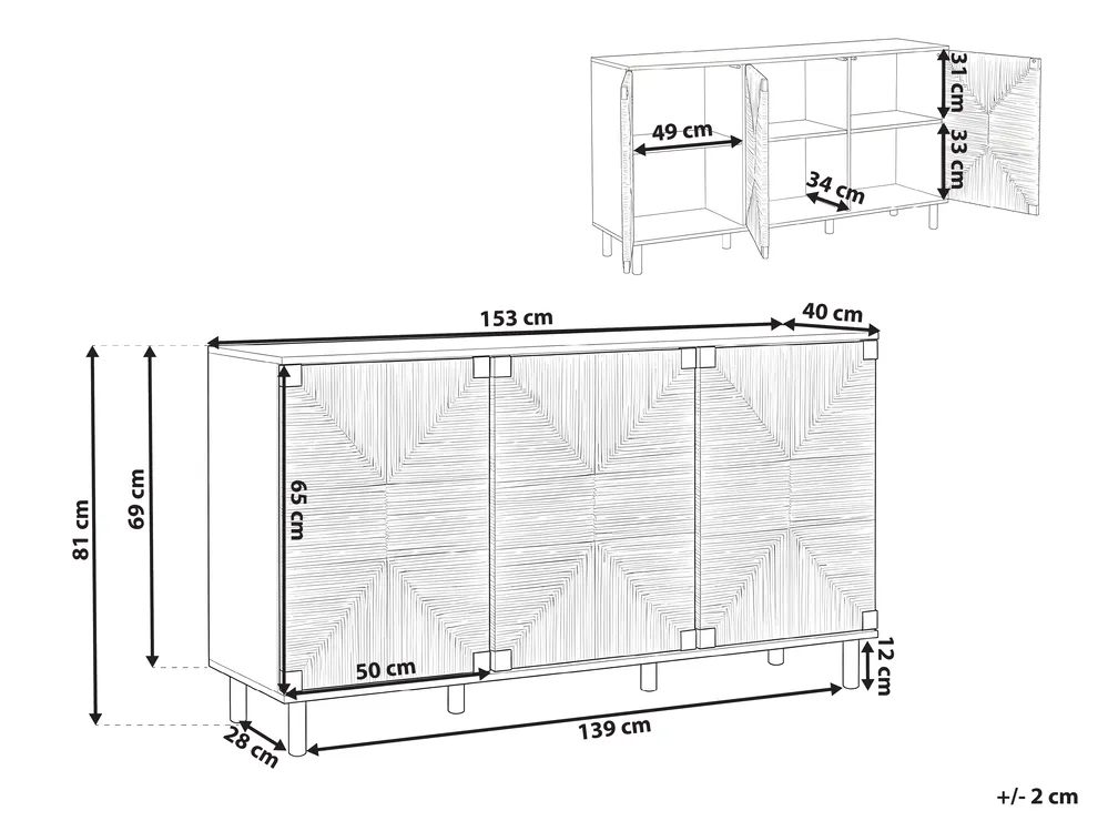 Sideboard mit 3 Türen BONDI Hellbraun_1029857