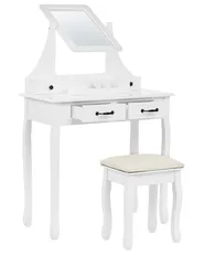 Dressing Table with Mirror and Stool RAYON White_786332