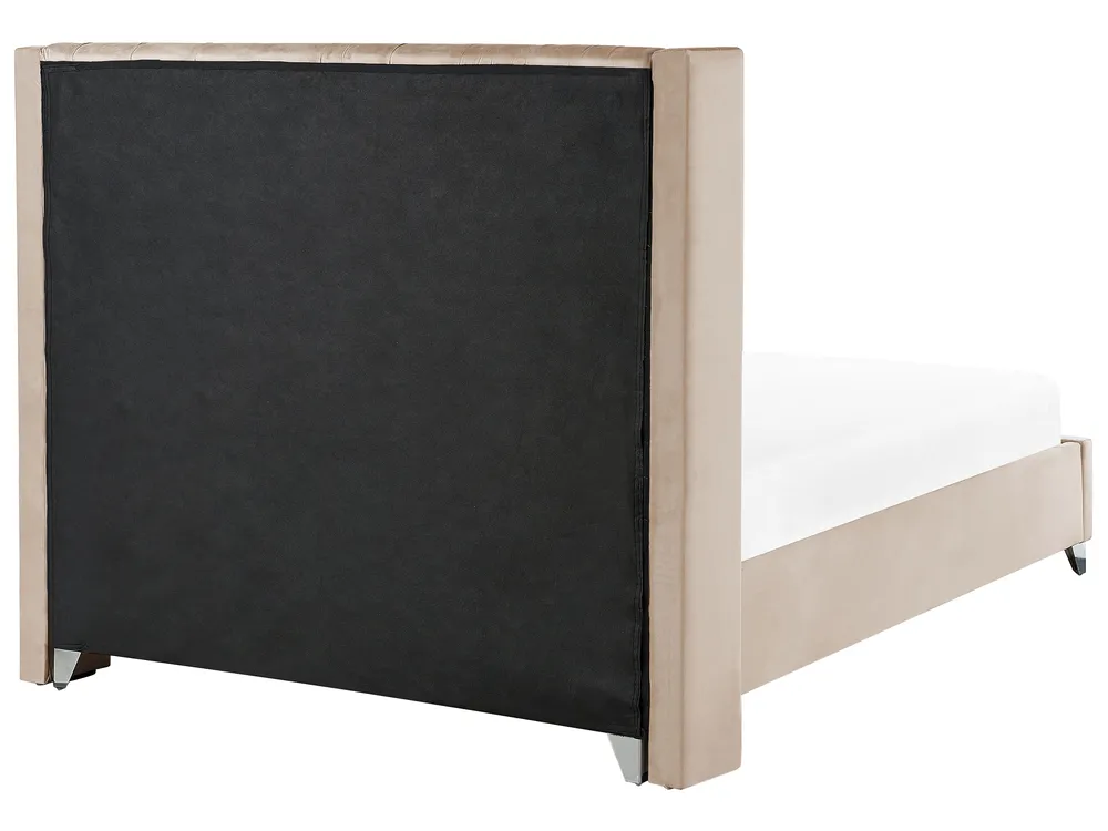 Bett mit Lattenrost Samtstoff LUBBON 180 x 200 cm Beige_772919