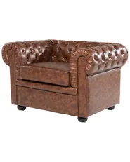 Armchair CHESTERFIELD Faux Leather Golden Brown_537713