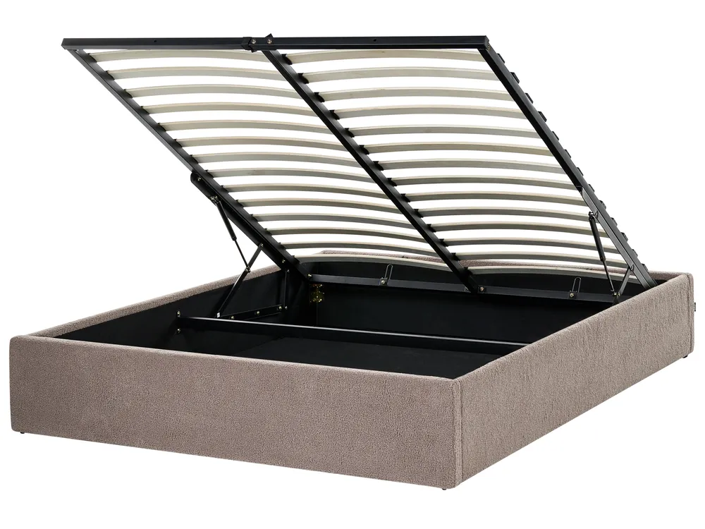 Ottoman Bed without Headboard DINAN Boucle Taupe 140 x 200 cm (EU Double)_1061926