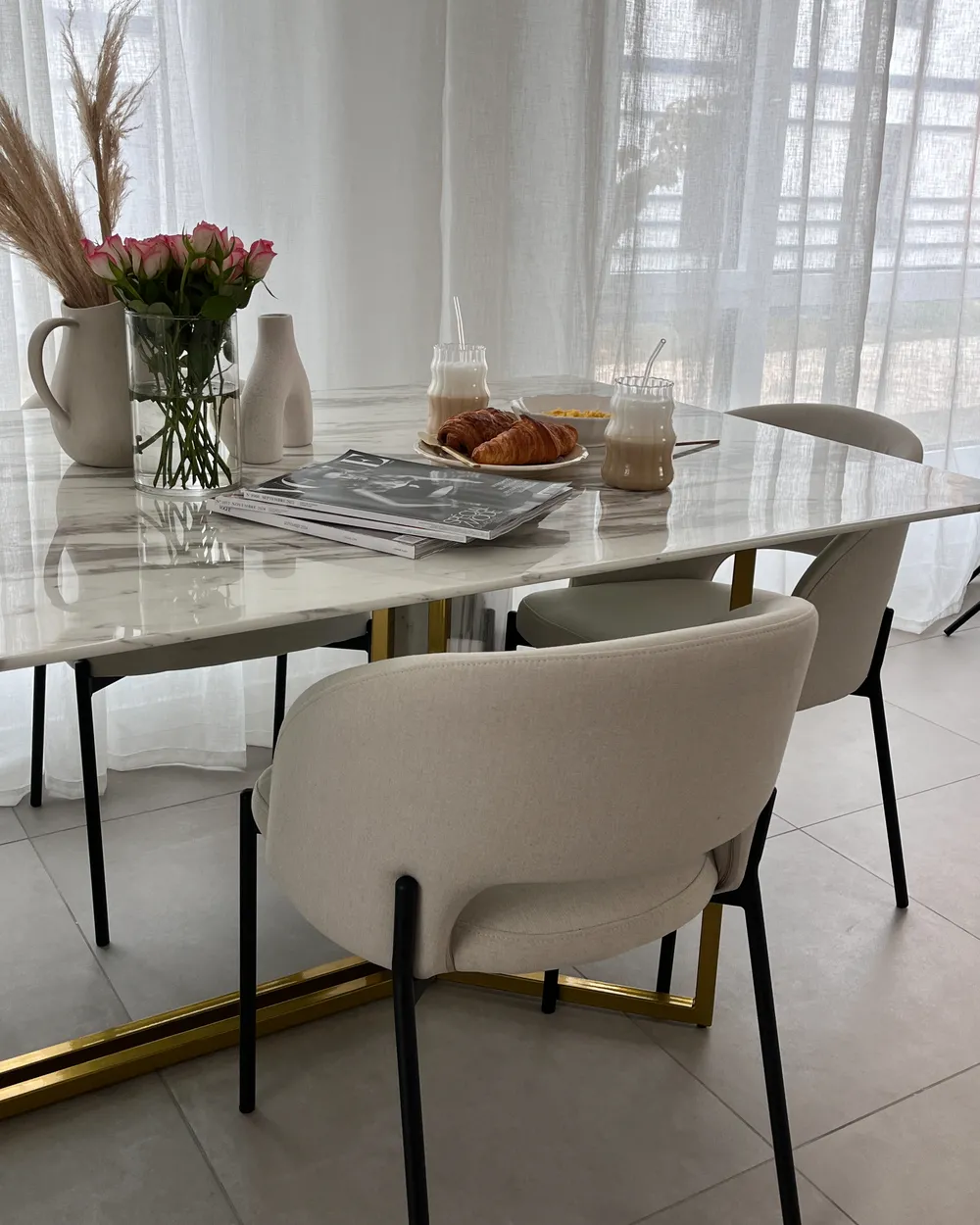 Set of 2 Dining Chairs PENNY Fabric Light Beige_1023982
