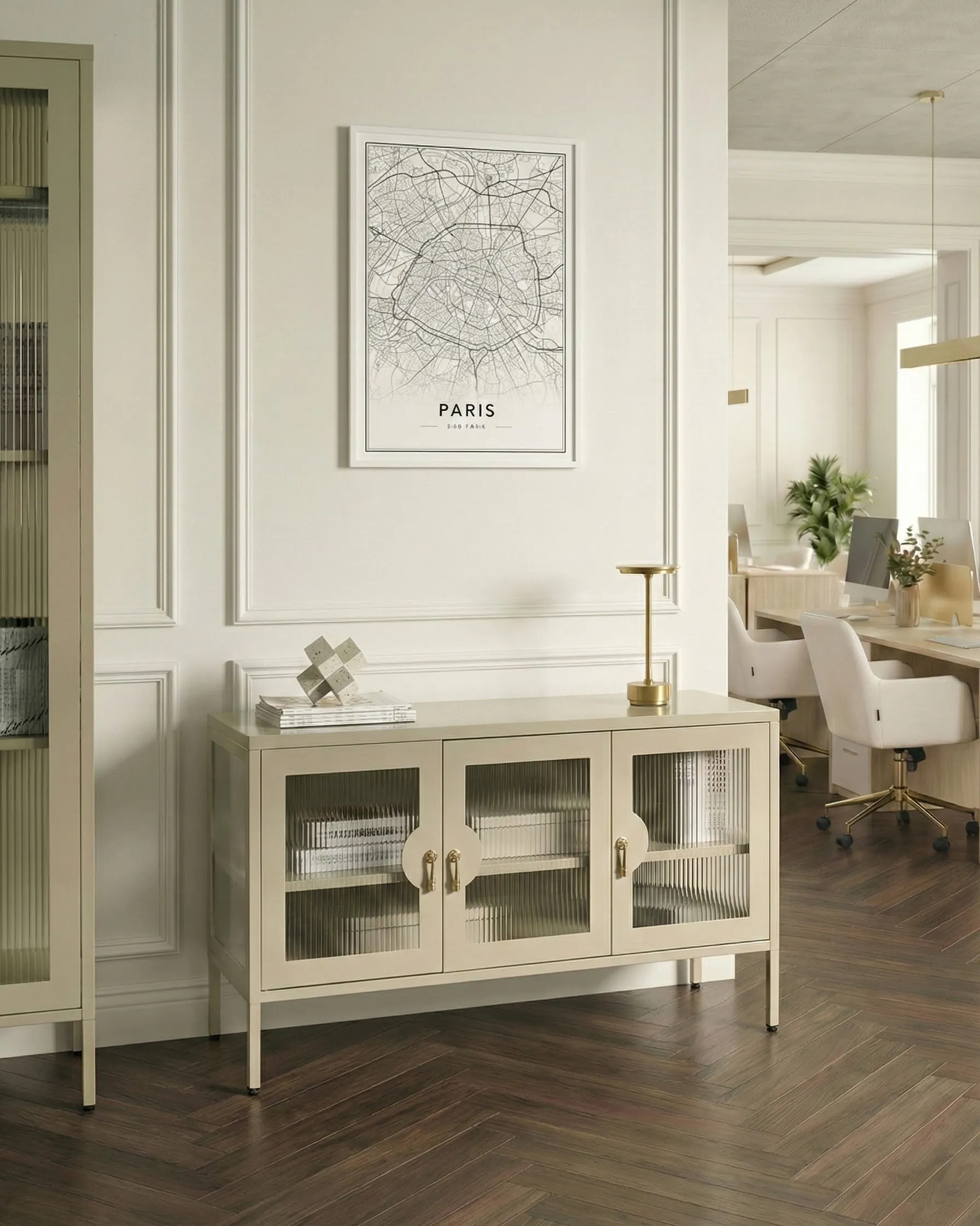 Sideboard mit 3 Türen GLEORA Metall Hellbeige_1046230