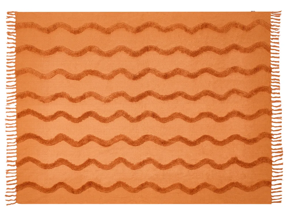 Kuscheldecke KHARI Baumwolle 150 x 200 cm Orange_1067520