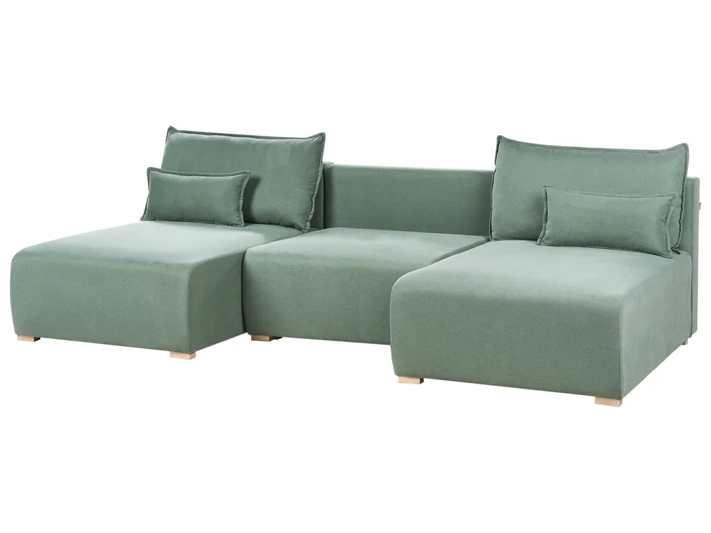 Modular U-Shape Sofa NERBO Fabric Light Green_1035390