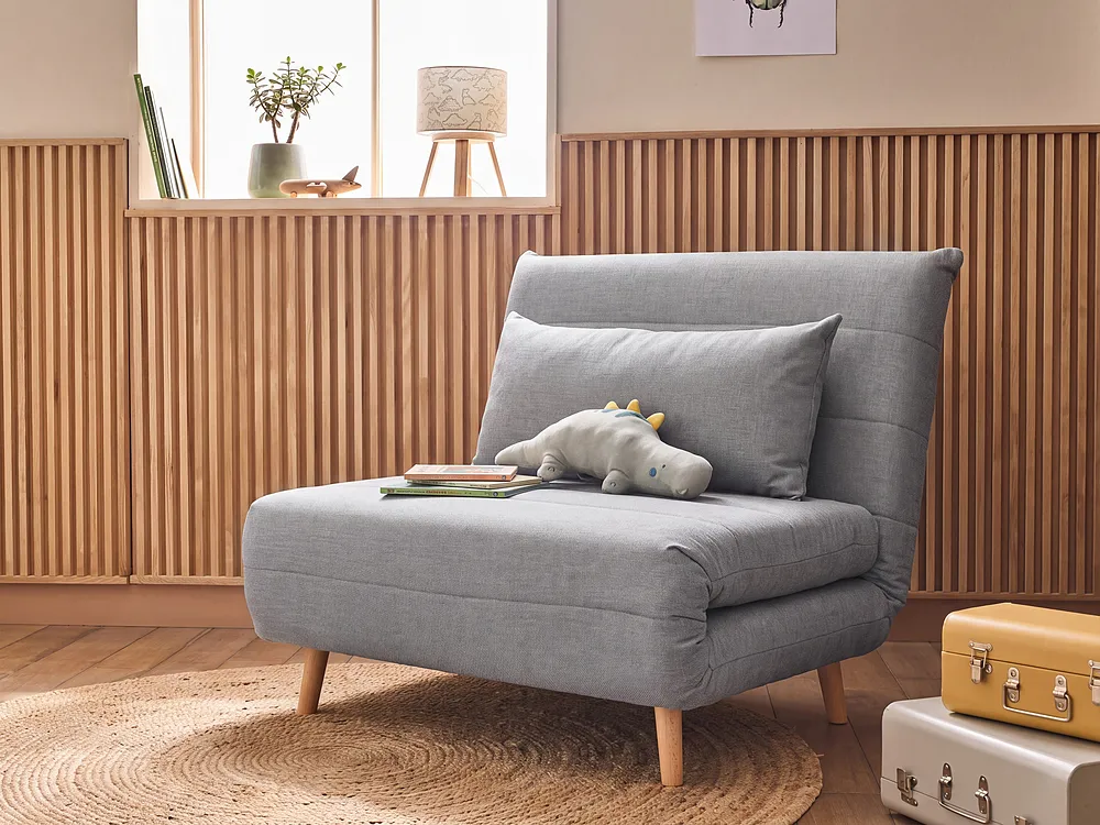 1-Sitzer Schlafsofa SETTEN Stoff Hellgrau_1153728