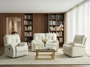 Sofa Set manuell verstellbar 4-Sitzer BERGEN Kunstleder Weiß_1064734