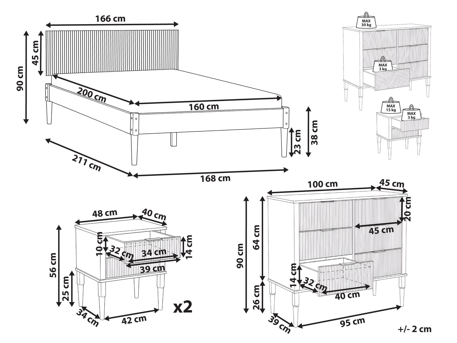 Schlafzimmer Set Kiefernholz AMBAZAC 160 x 200 cm Hellbraun_1118941