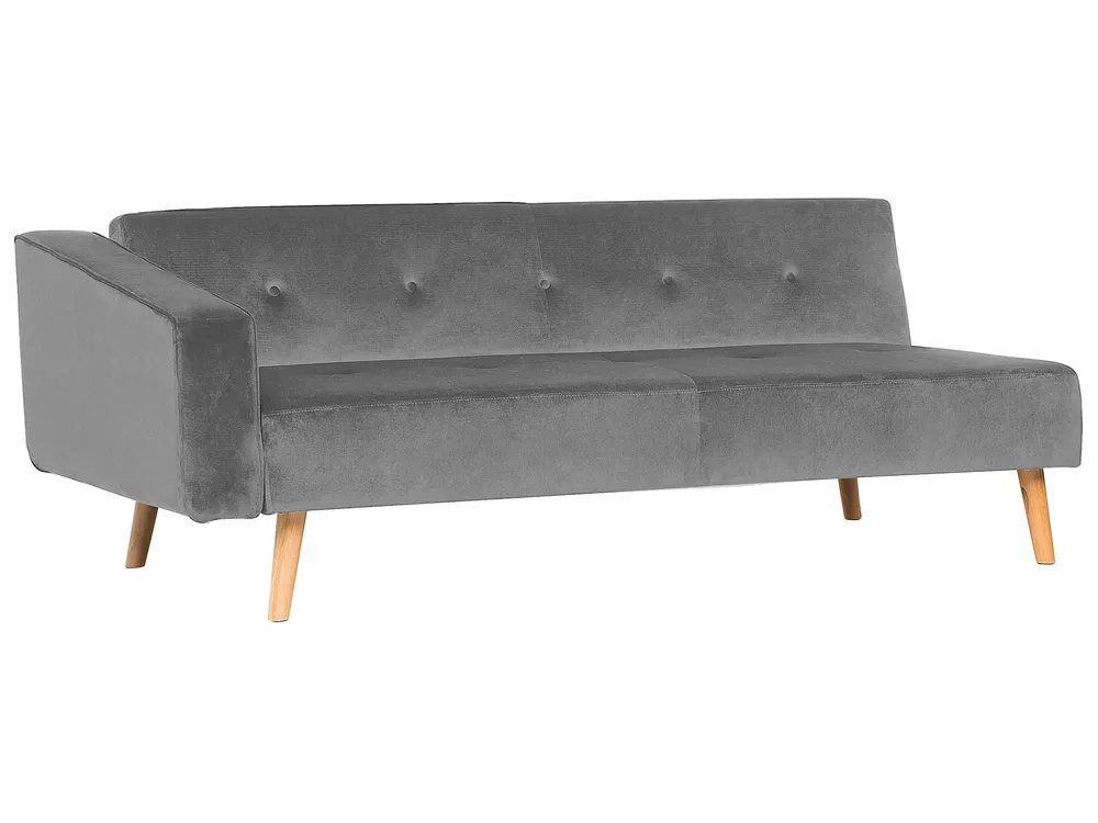 Eckschlafsofa 4-Sitzer VADSO Samtstoff Grau linksseitig_750027