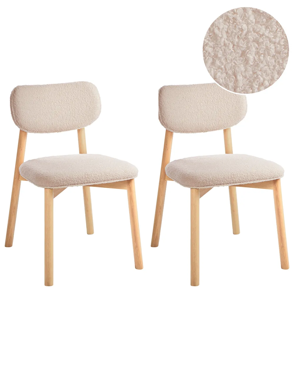 Esszimmerstuhl 2er Set MILLS Bouclé Hellbraun / Hellbeige