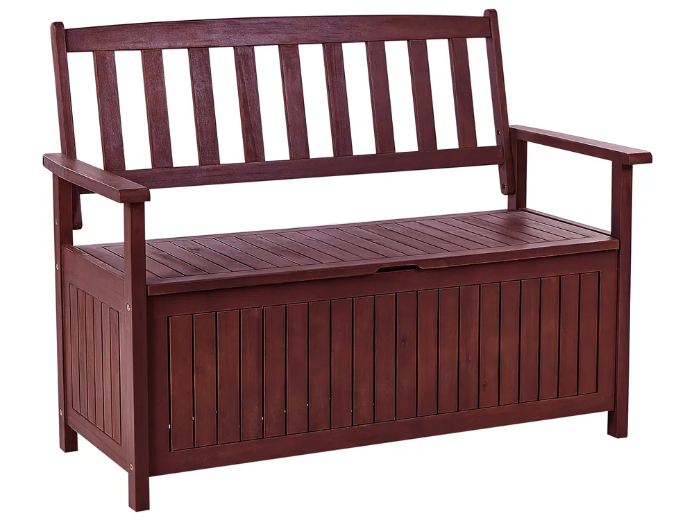 Garden Bench with Cushion SOVANA 120 cm with Storage Acacia Wood Light Grey_884044