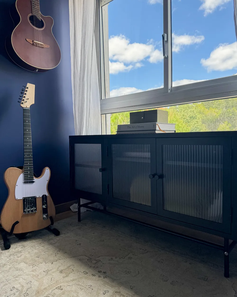 Sideboard mit Glastüren DEVON 115 cm Metall Schwarz_921061