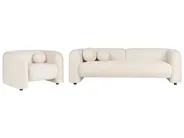 Living Room Set 4 Seater LEIREN Velvet Off-White_920767