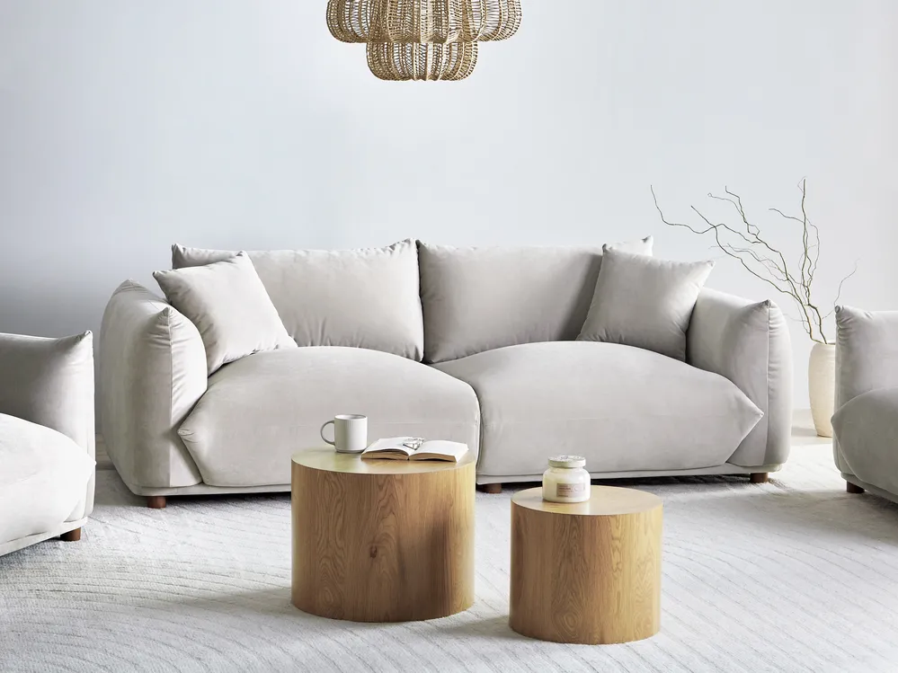 Sofa 3-Sitzer LUVOS Samtstoff Taupe