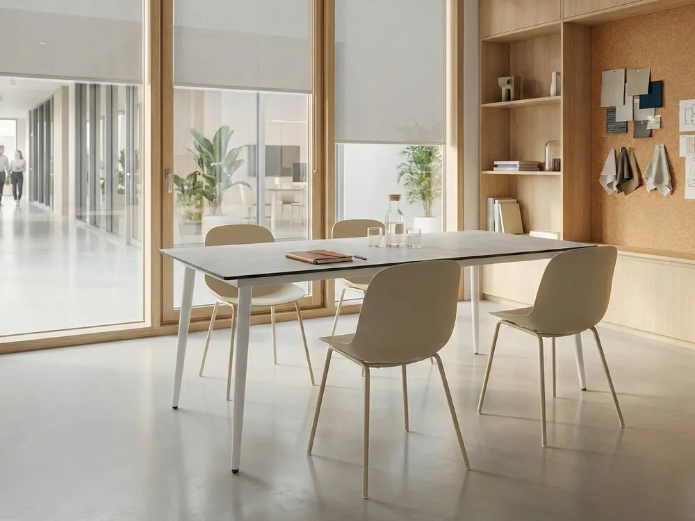 Konferenztisch TOLENTINO 90 cm 180 cm Travertinoptik