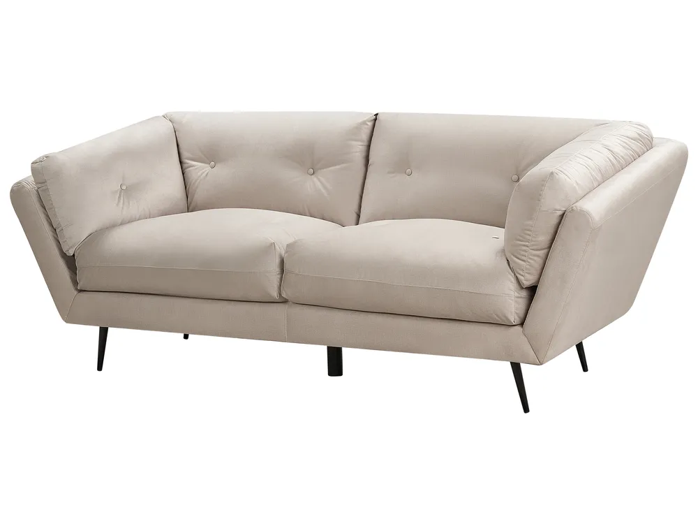 Sofa 3 Seater LENVIK Velvet Light Beige_939284